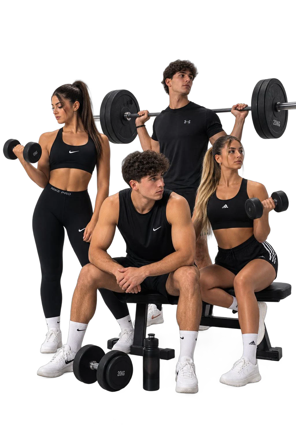 Atleti SAF Gym con manubri e bilanciere
